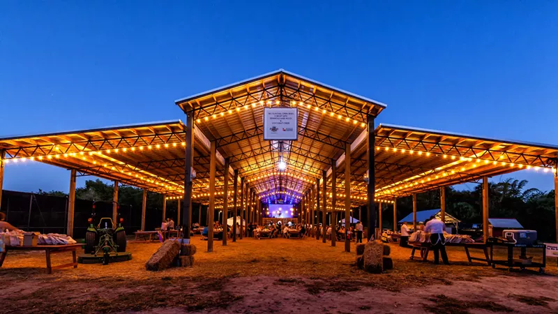 Image: The 8,500 square-foot pole barn at the Swanks' farm is set to host guests again.