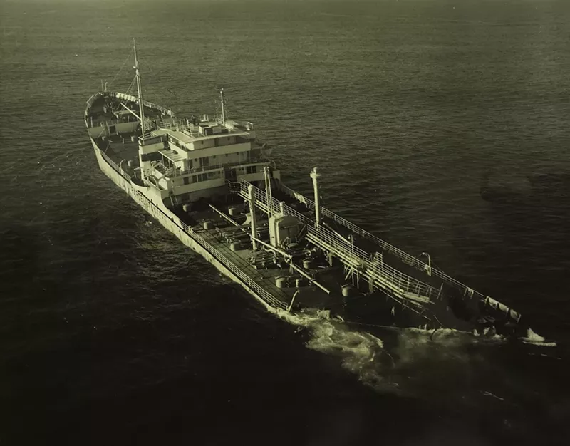 Image: The aftermath of the collision shows the floating wreckage of the Stolt Dagali.