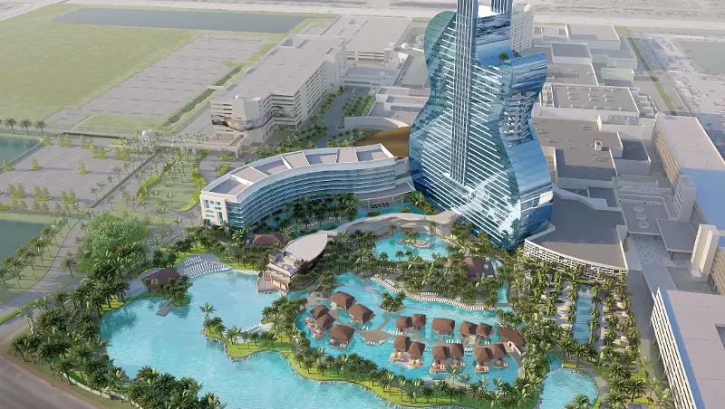 Image: An artist's rendering of the Seminole Hard Rock Hotel & Casino's guitar-shaped hotel, which is set to open October 24.