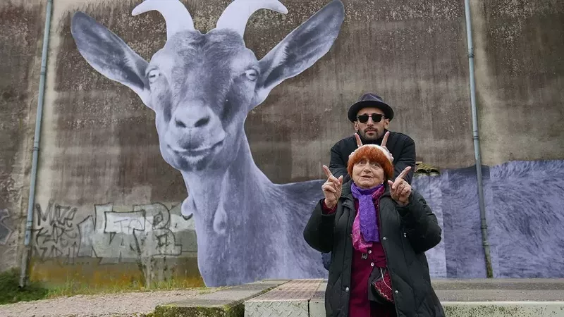 Image: Documentarian and photographer Agnes Varda (foreground) teams up with 33-year-old photographer JR to wander France for an amazing journey in Faces Places.