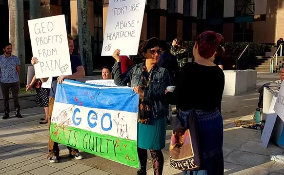 Image: Anti-ICE Activists Re-Arrested Months After Protest at GEO Group HQ