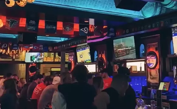 Image: At Bo's Pub, One TV Is All You Need on Super Bowl Sunday
