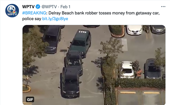Image: Bank Robbery Suspect Made It Rain in a Miami Gardens Church Parking Lot