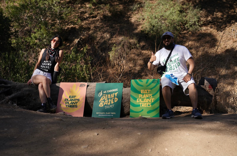 Image: Supporters promote the Plant Based Treaty.