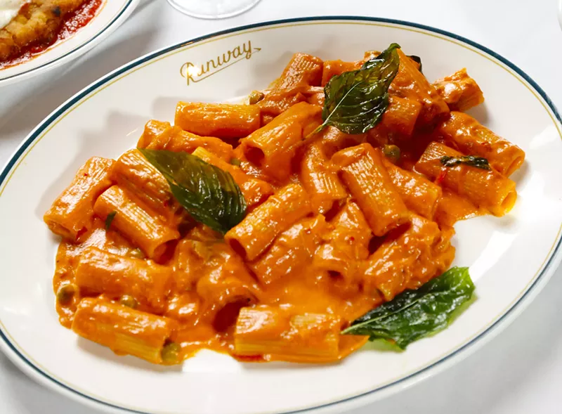 Image: The spicy rigatoni vodka pasta is a popular choice on Christmas Eve at Anthony's Runway 84 in Fort Lauderdale.