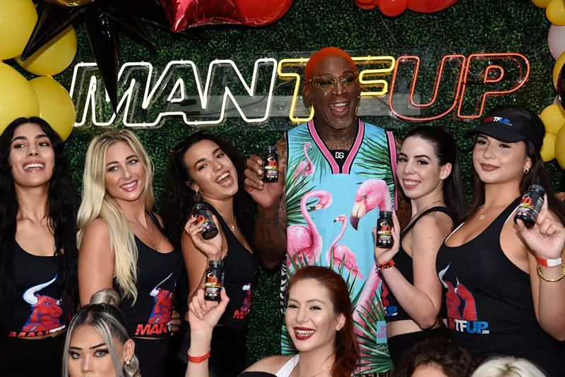 Image: Dennis Rodman seems a curious choice to represent a brand called ManTFup, but who are we to judge?