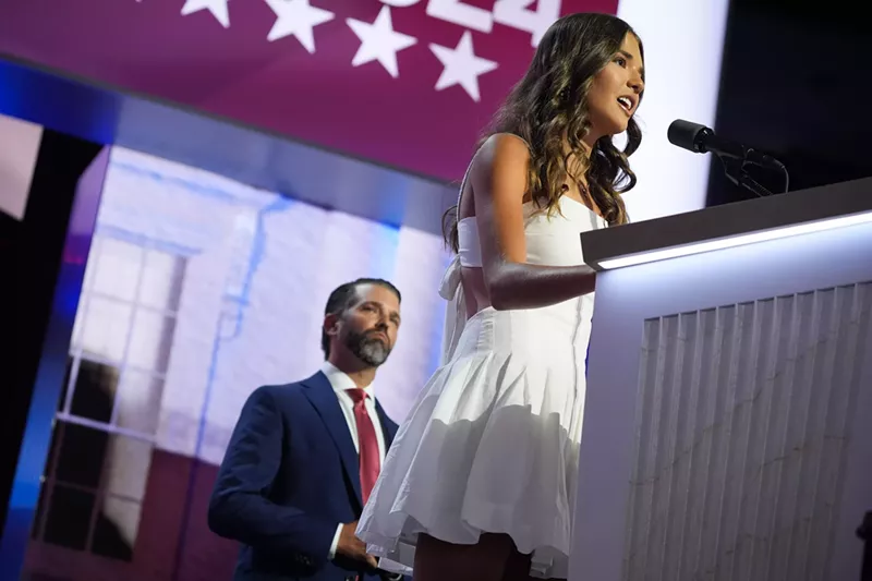 Image: Kai Trump, Donald Trump Jr.'s daughter, stands at the podium at the Republican National Convention at the Fiserv Forum on July 17, 2024 in Milwaukee, Wisconsin.