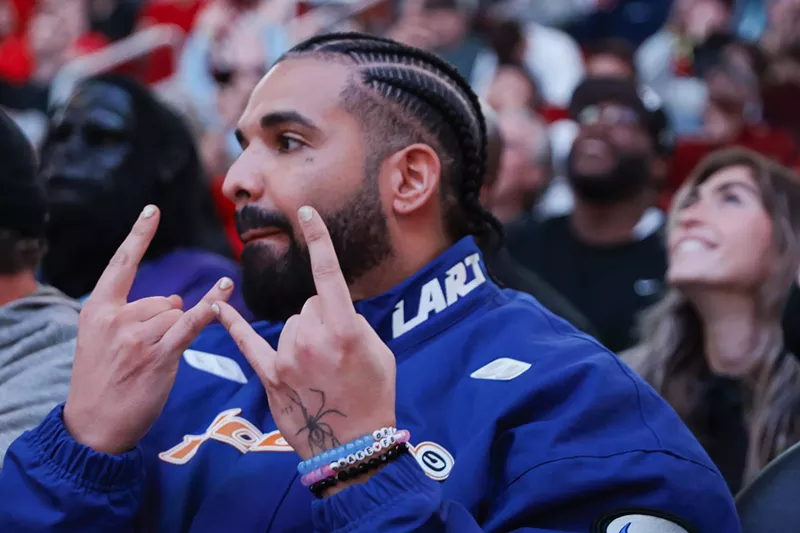 Image: Drake attends a game between the Houston Rockets and the Cleveland Cavaliers on March 16, 2024 in Houston, Texas.