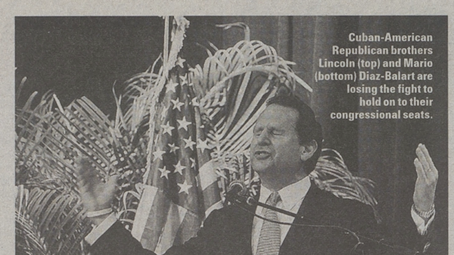black and white screenshot of a photo of Lincoln Diaz-Balart