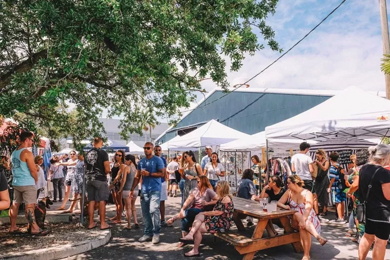 Image: The Flamingo Flea masses gather at a recent event at Tarpon River Brewing in Fort Lauderdale.