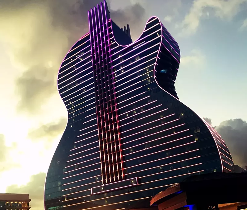 Image: The Hard Rock Guitar Hotel at sunset. See more photos of the new Guitar Hotel here.