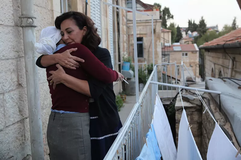Image: Truth in advertising: Here's Tikvah (Orna Banai) and Ettie (Evelin Hagoel) on a balcony.
