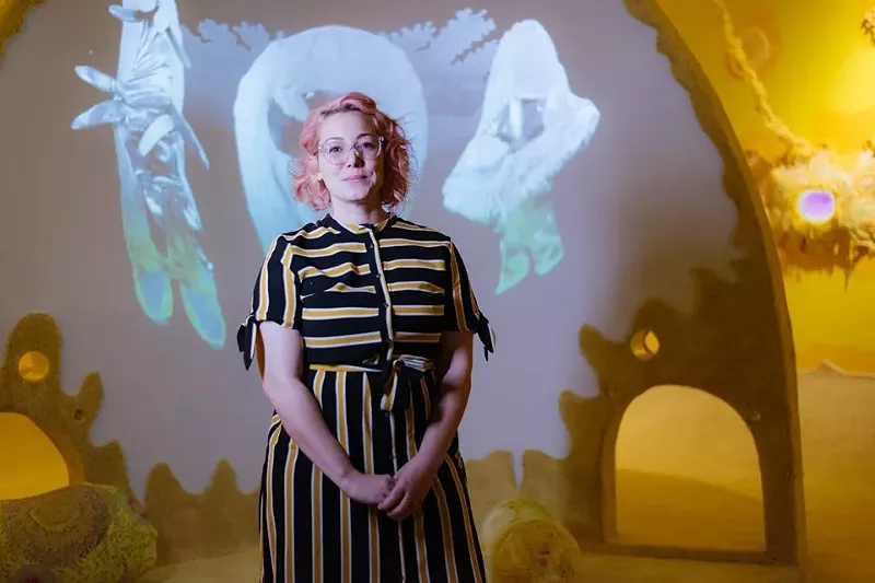Image: Artist Jen Clay inside her installation at Young at Art Museum.