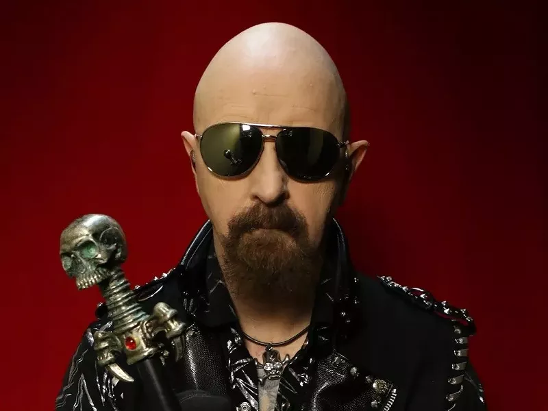 Image: Rob Halford of Judas Priest: The scariest guy you will ever see in a kitty T-shirt.