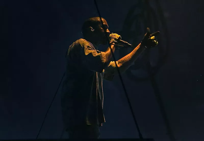 Image: Kanye West performing at the American Airlines Arena in Miami during the Saint Pablo Tour in 2016.