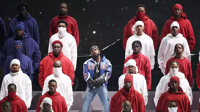 Kendrick Lamar onstage during the Super Bowl LIX Halftime Show at Caesars Superdome