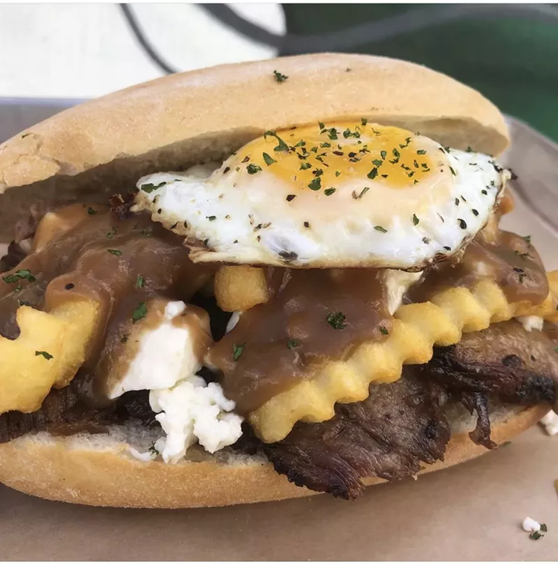 Image: Lunchroom's brisket and poutine sandwich.