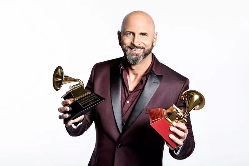 Image: Marlow Rosado, seen here with his Grammy and Latin Grammy awards, is promoting two new albums, both born during the coronavirus lockdown.