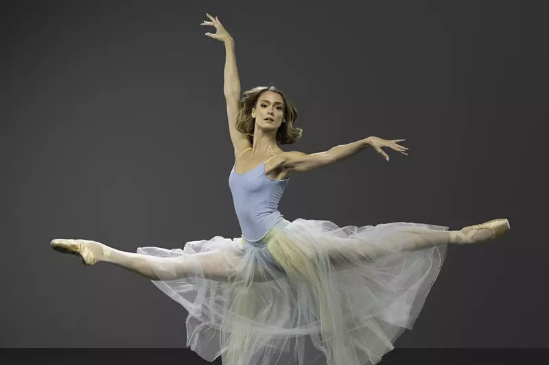 Image: Hannah Fischer in Serenade, choreography by George Balanchine, which is featured in Miami City Ballet's season opener, "Fall Mix."