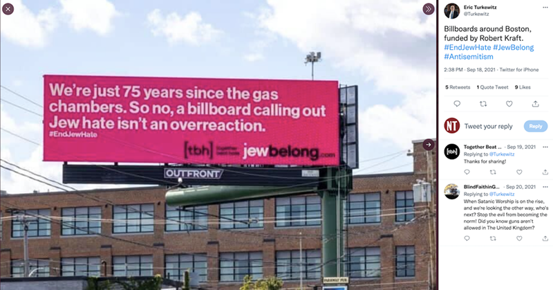Image: A JewBelong billboard that debuted last year in Boston
