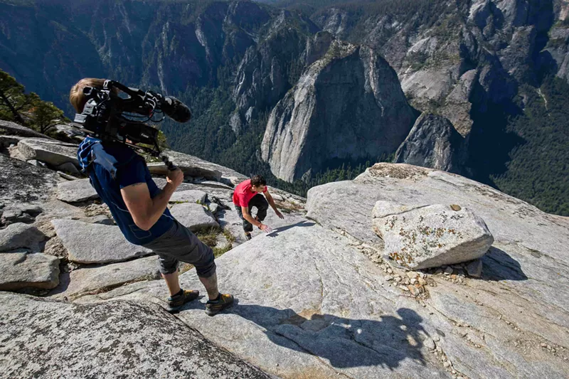 Image: Alex Honnold’s ropeless ascent up the sheer face of Yellowstone’s 3,200-foot rock formation El Capitan is captured on camera for Free Solo, a suspenseful documentary directed by E. Chai Vasarhelyi and Jimmy Chin.