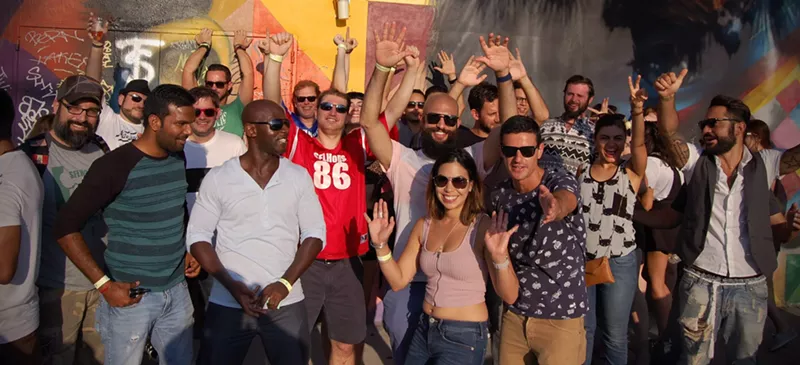 Image: SFL Hops will celebrate its gloriousness with a second-anniversary festival February 4 at Craft Beer Cartel in Fort Lauderdale. Stuart Skopit, the group's creator, is the guy with the beard on the far left.