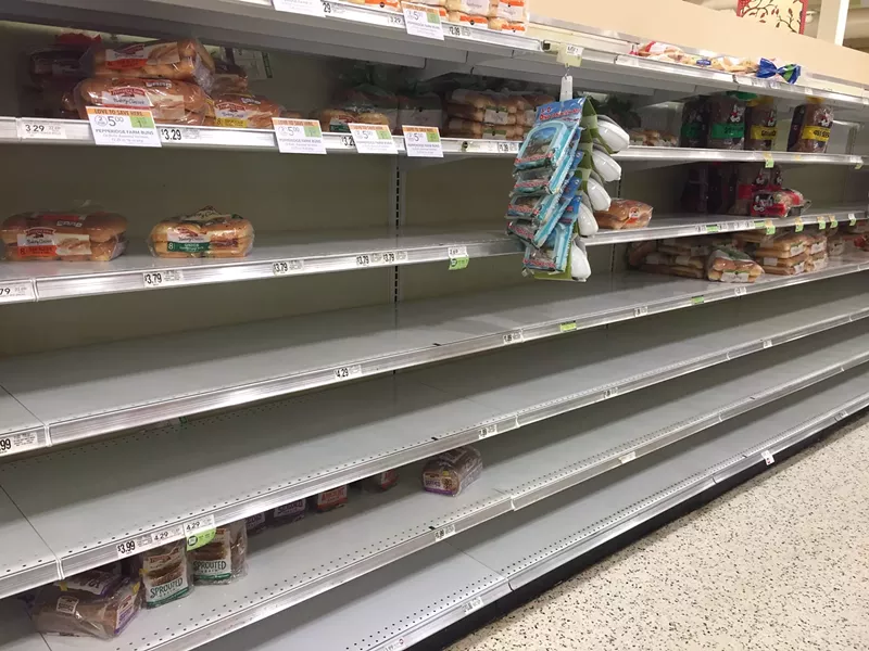 Image: Empty shelves at Publix before Hurricane Matthew in 2016.