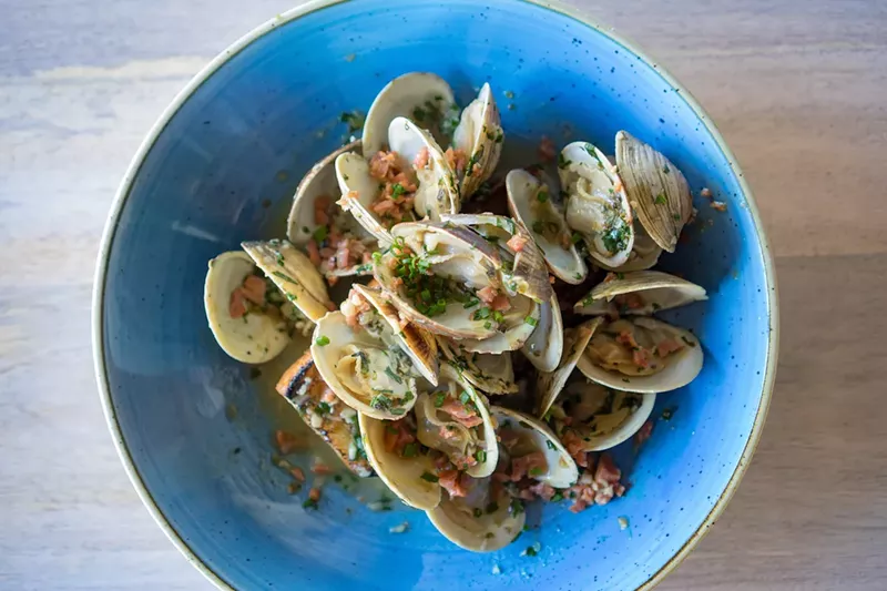 Image: Local middleneck clams are among Beach House Pompano's variety of appetizers.