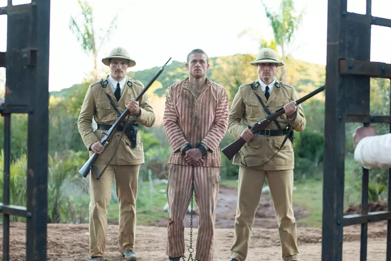 Image: Charlie Hunnam (middle) plays Henri Charrière, a Parisian thief who in 1931 was condemned, for a murder he did not commit, to a prison in French Guiana, in the new version of Papillon, directed by Danish filmmaker Michael Noer.