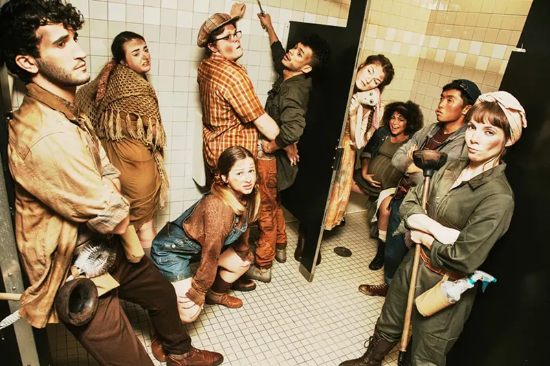 Image: The cast of Urinetown, opening Friday at Florida Atlantic University in Boca Raton.