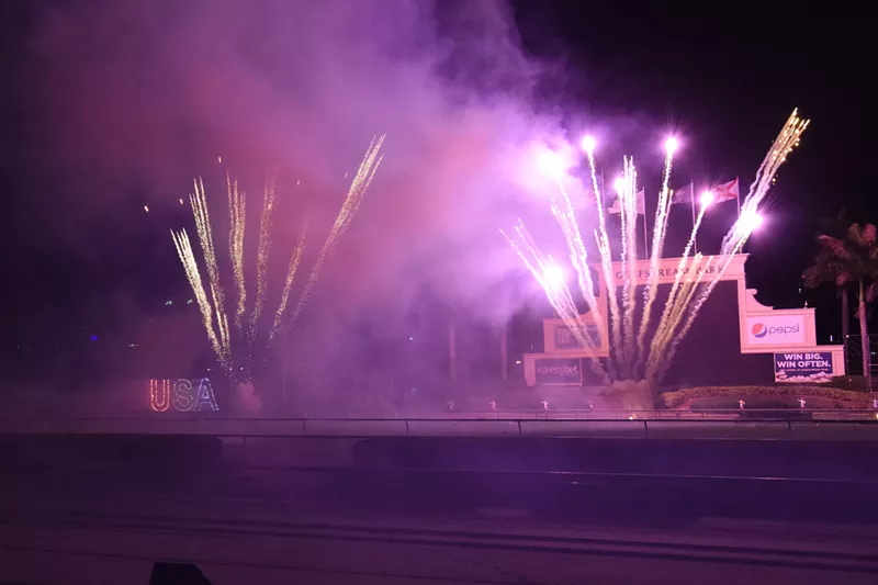 Image: Bet on some horses, get free America swag and watch some trackside fireworks at Gulfstream Park.