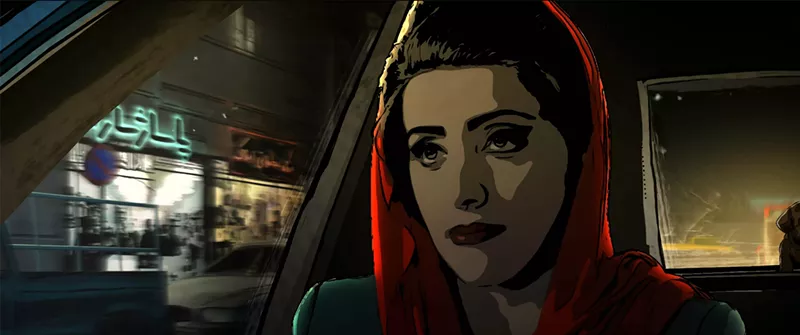 Image: Elmira Rafizadeh plays Pari, a prostitute with a mute son and a jailed husband she wants to divorce in Tehran Taboo, Ali Soozandeh’s Waking Life-like animated vision of the Iranian capital.