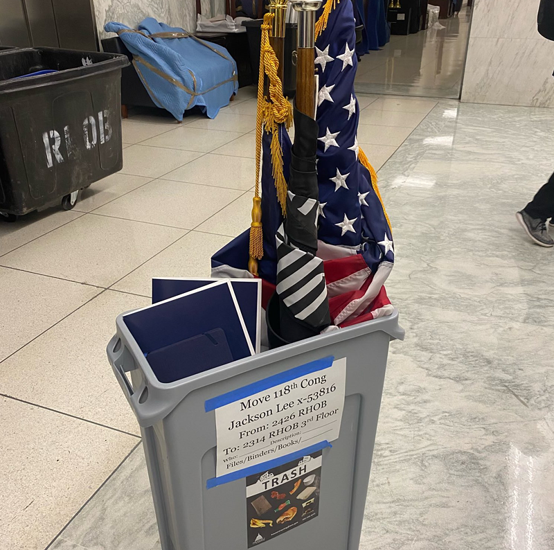 Image: U.S. Rep. Brian Mast found a U.S. flag in a trash bin that was being used for temporary storage.