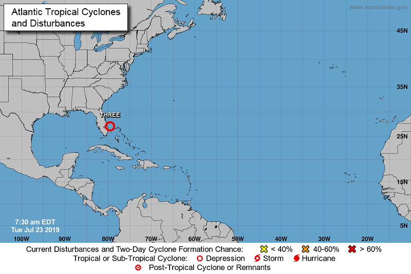 Image: A Tropical Depression Three is moving along the coast of Florida.