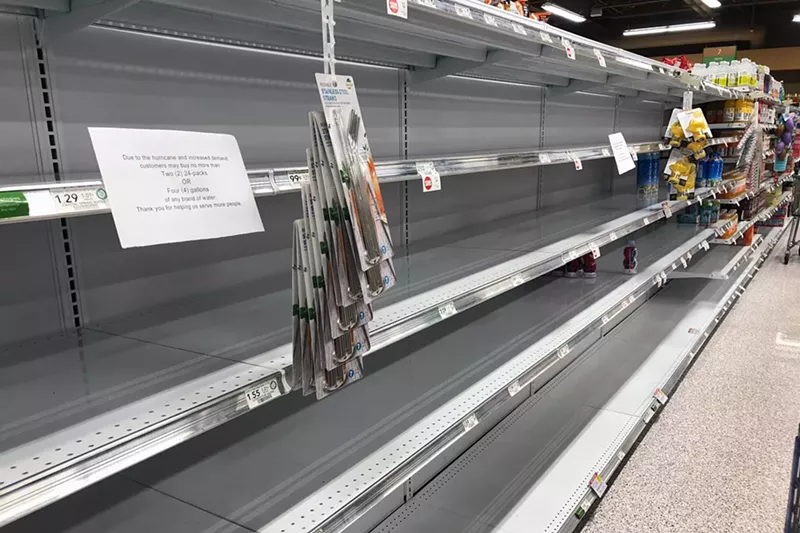 Image: By Friday, preparations for Hurricane Dorian had emptied the shelves of water at Publix in Davie.
