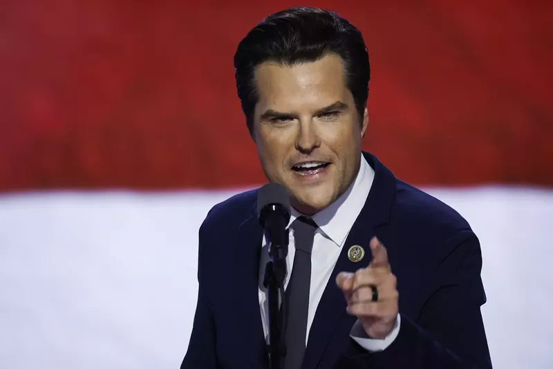 Image: Republican U.S. Rep. Matt Gaetz's appearance at the Republican National Convention reportedly singed the eyeballs of some social media users.