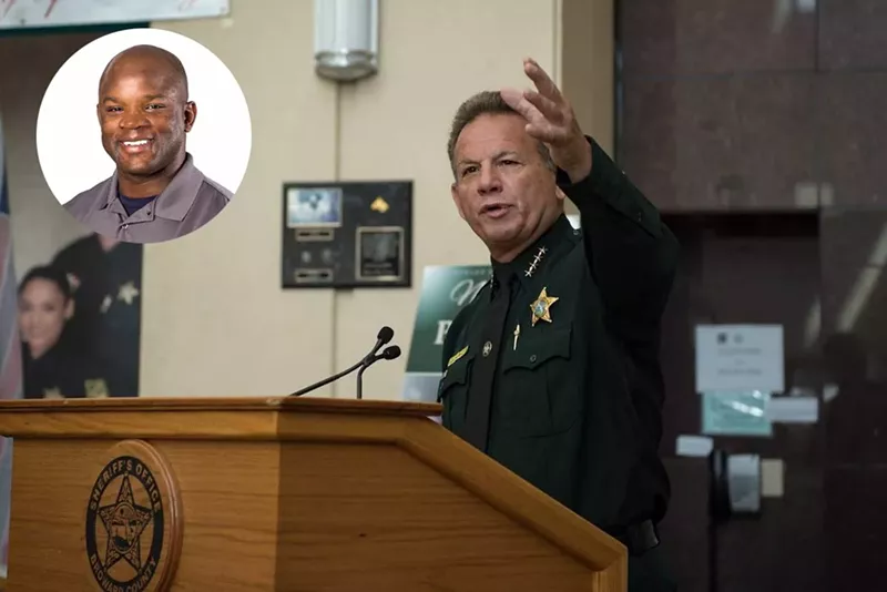 Image: BSO Sheriff Scott Israel with inset of Gregory Tony.