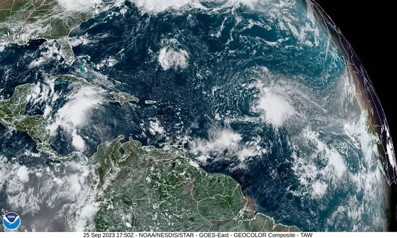 Image: A view of the tropics from U.S. NESDIS satellite imagery.