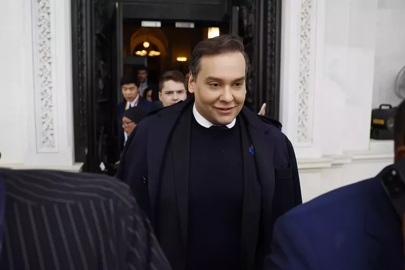 Image: Ex-U.S. Rep. George Santos, seen here leaving the Capitol after his expulsion, was the target of a Boynton Beach man's threats last year.